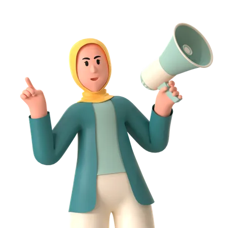 Hijab Girl Promotion Discount  3D Illustration