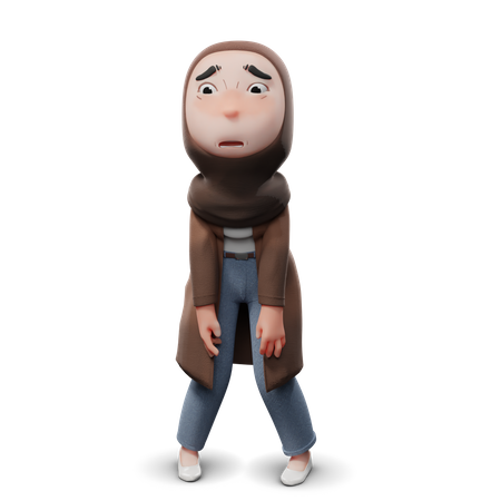 Hijab Girl Sad  3D Icon