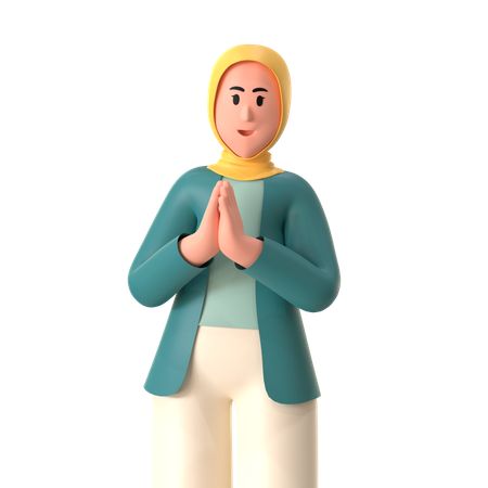 Saudação de menina hijab  3D Illustration