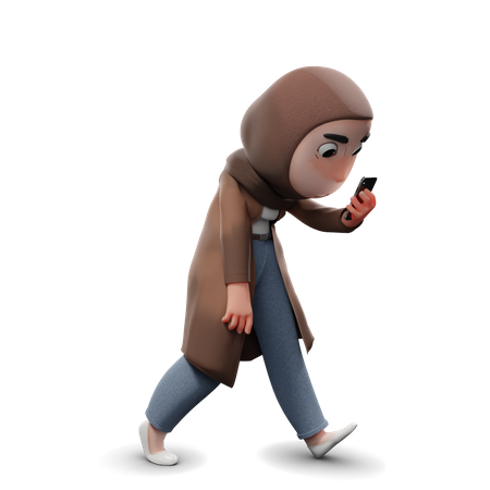 Hijab Girl Watch Phone 3D Illustration