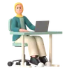 Hijab Girl Working Laptop