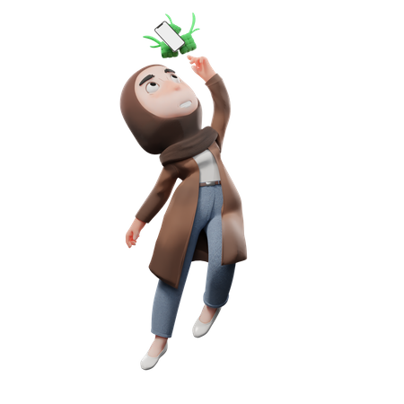 Hijab Ketupat And Phone  3D Icon