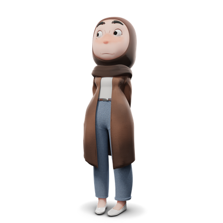 Hijab-Mädchen versteckt etwas  3D Illustration