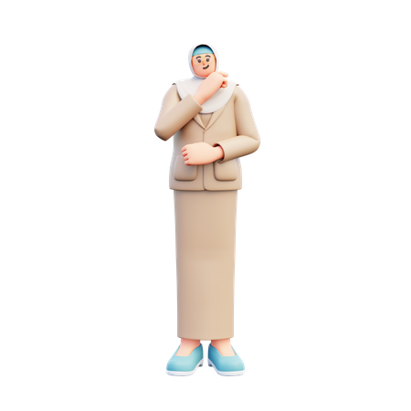 Profesora de hijab dando pose de pie  3D Illustration