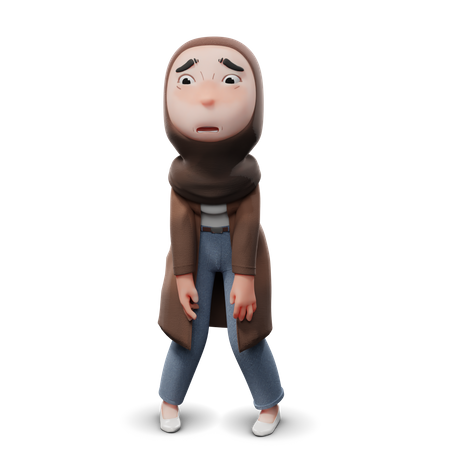 Garota hijab triste  3D Illustration