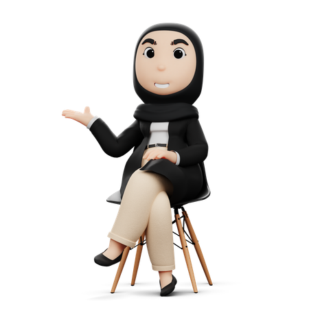 Mujer hijab dando orientación  3D Illustration