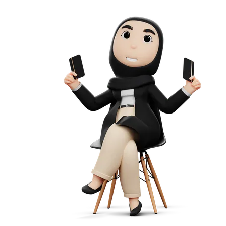 Tarjeta de explotación de mujer hijab  3D Illustration