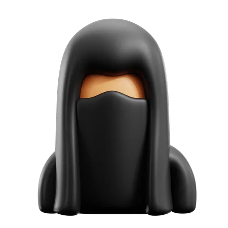 Mulheres Muculmanas Usando Niqab Rosto Inteiro Hijab Regra De Moda Islamica Ilustracao De Icone 3 D Renderizar Design 3D Icon