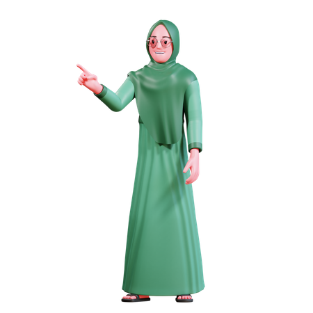 Mulher hijab apontando algo  3D Illustration