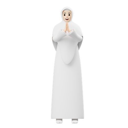 Chica hijab dando saludo  3D Illustration