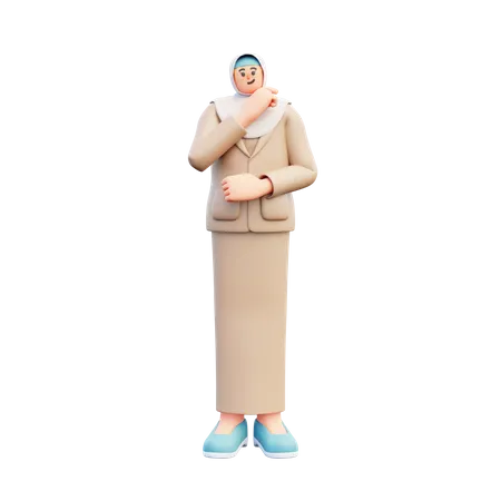 Professor Hijab fazendo pose em pé  3D Illustration