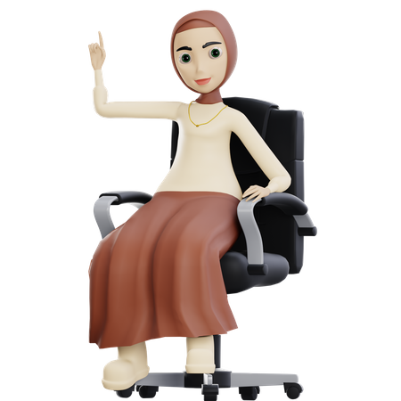 Hijab sentado en una silla  3D Illustration