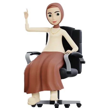 Hijab sentado en una silla  3D Illustration