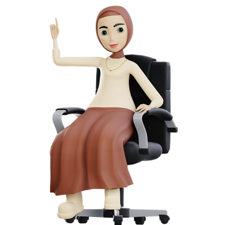 Hijab sitting on chair  3D Icon