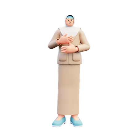 Hijab Teacher Explaining  3D Illustration