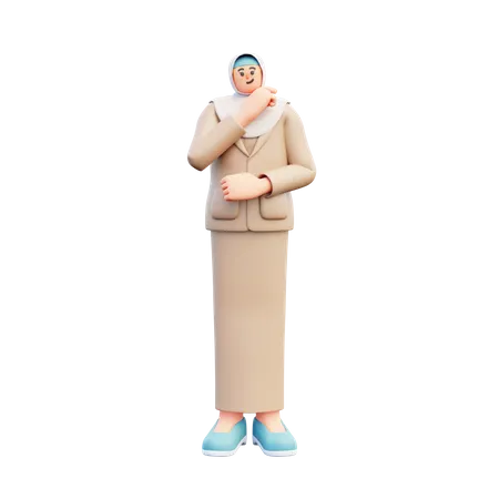 Hijab Teacher Giving Standing Pose  3D Illustration