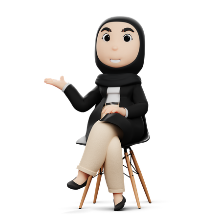 Hijab Woman Giving Guidance  3D Illustration