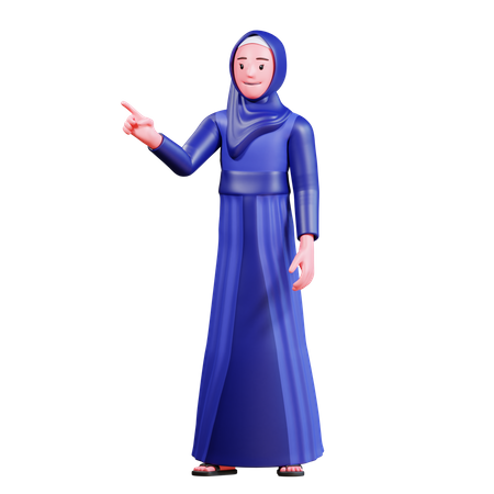 Hijab woman pointing something  3D Illustration