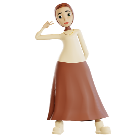 Hijab woman showing piece sign  3D Icon