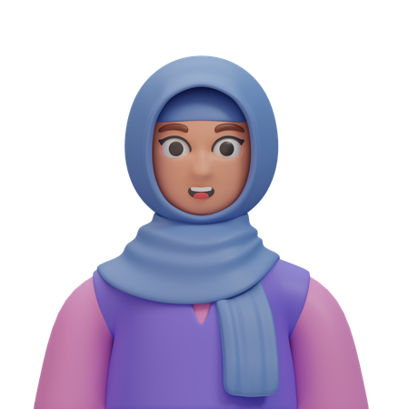 La fille du hijab sourit  3D Icon