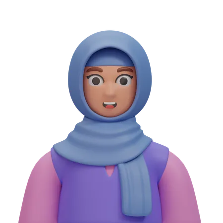 La fille du hijab sourit  3D Icon