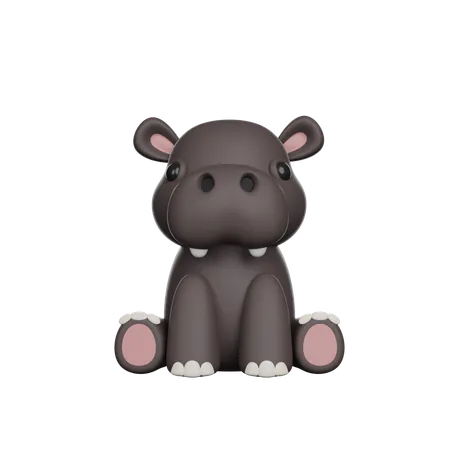 Cute 3 D Character Hippopotamus Toy 3D Icon