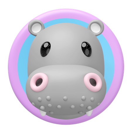 カバの頭  3D Icon