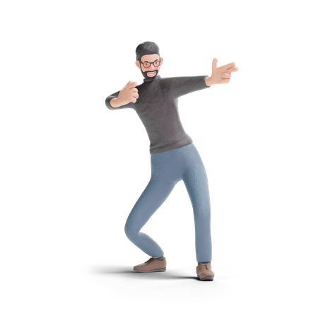 Hipster man pointing fingger gesture  3D Illustration