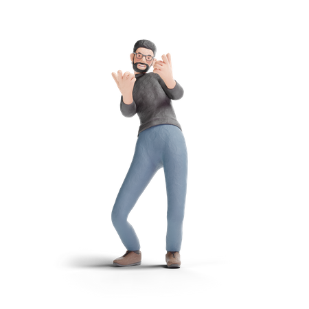 Hipster man pointing fingger gesture  3D Illustration