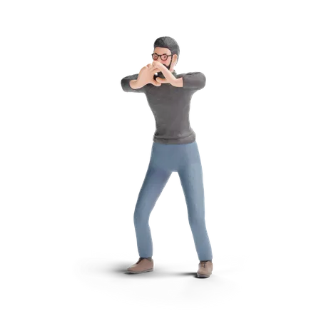 Hipster man shouting 3D Illustration