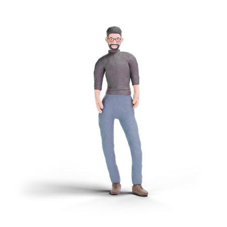 Hipster man standing  3D Illustration