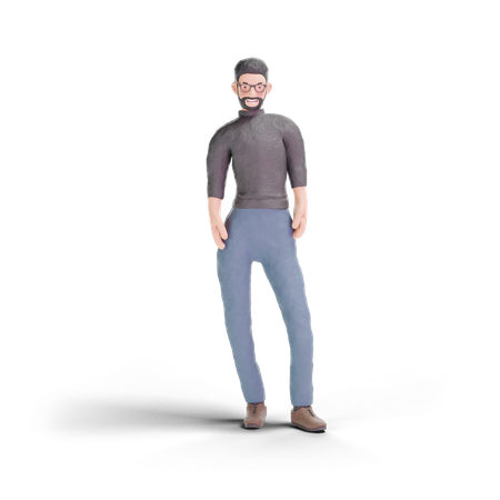 Hipster man standing 3D Illustration