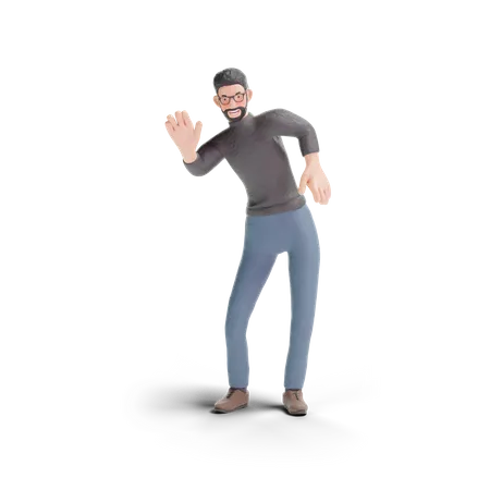 Hipster man waving gesture  3D Illustration