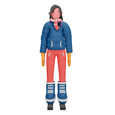 Fille d'hiver  3D Illustration