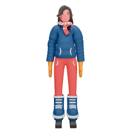 Fille d'hiver  3D Illustration