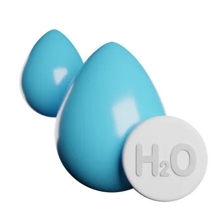 H 2 O Sign Water Drop 3D Icon