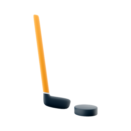 Hockey Stick And Puck  3D Icon