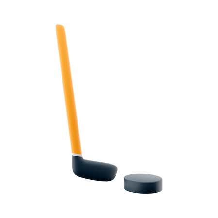 Hockey Stick And Puck  3D Icon