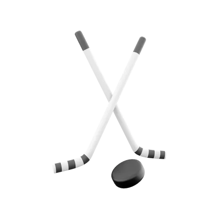 3 D Rendering 3 D Rendering Illustration Of Crossed Hockey Sticks And Puck Winter Sports Team Championship Concept 3 D Cross Hockey Sticks And Puck Icon 3D Icon