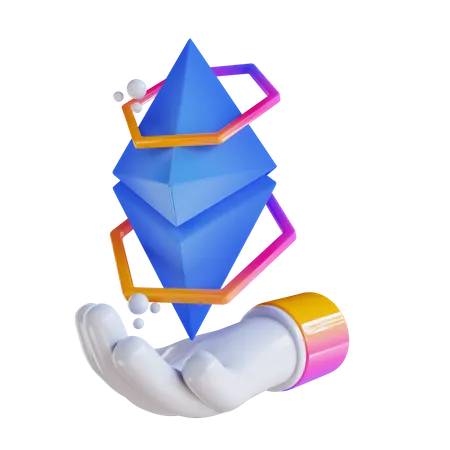 3 D Illustration Hand And Ethereum Logo 3D Icon