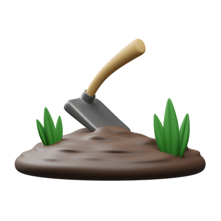 Hoe and soil  3D Icon