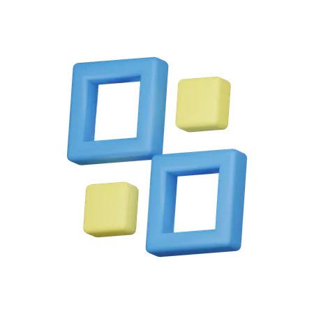 Hohl Groß und klein Quadrat  3D Icon