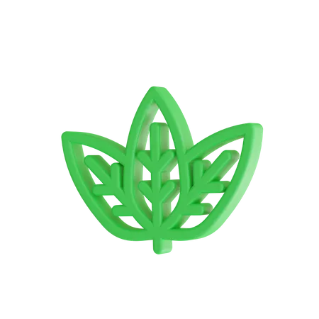 Icono 3 D De Hoja Verde 3D Icon