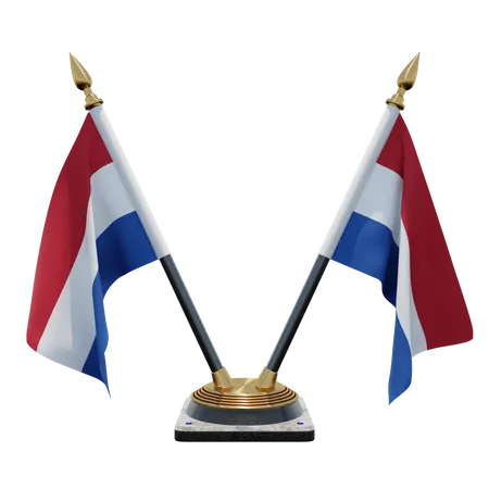 Suporte de bandeira de mesa dupla (V) da Holanda  3D Icon