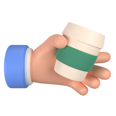 Hold Coffee Glass Hand Gesture  3D Icon