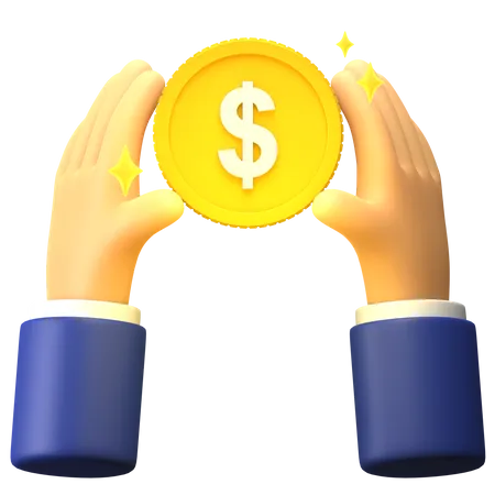 Hold Dollar coin  3D Illustration