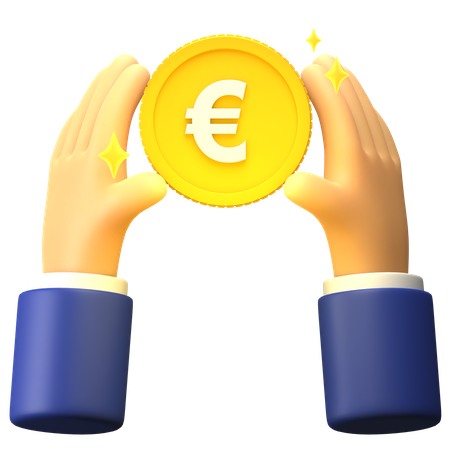Hold Euro coin 3D Illustration