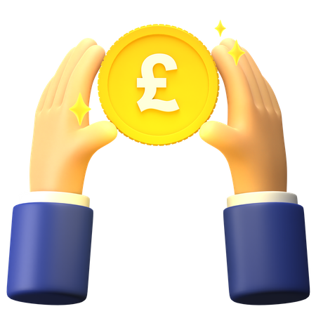 Hold Pound coin  3D Illustration