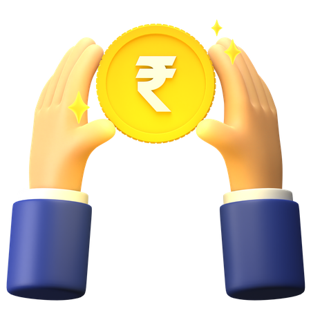 Hold Rupee coin 3D Illustration