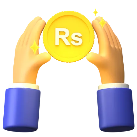 Hold Sri Lankan Rupee Coin  3D Illustration